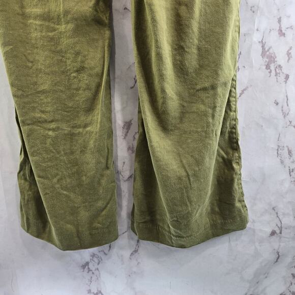 Cabi Pants Womens 14 Green Linen Wide Leg High Rise Charlie Trouser 5314R - Picture 7 of 10
